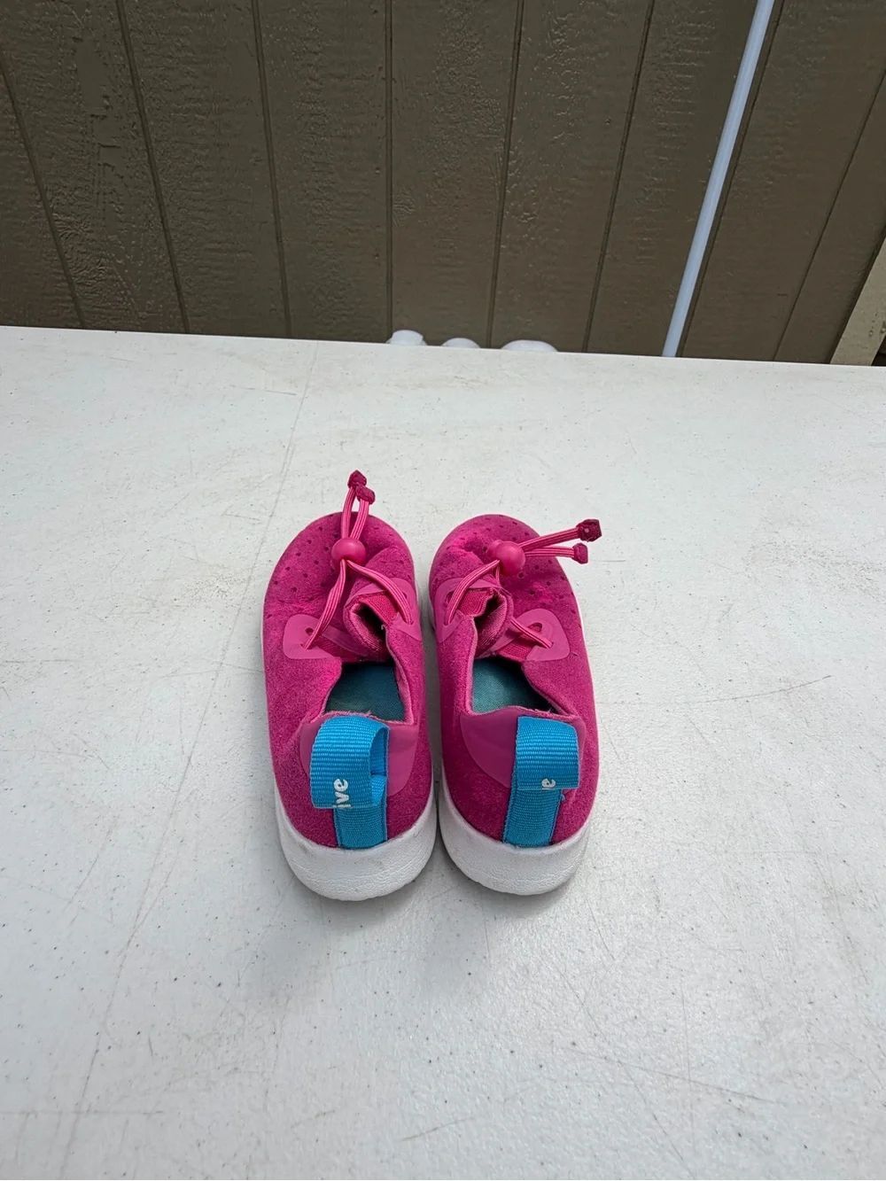 Native Kids Pink Slip-On Athletic Shoes with Blue Heel Tab